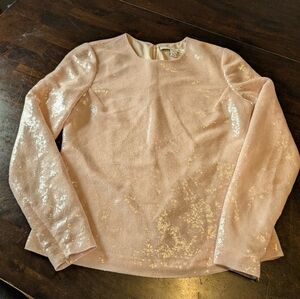 Diane Von Furstenberg Pink Sequin Long Sleeve Top, Women's 6
